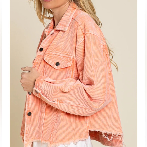 POL Jackets & Blazers - POL Orange Corduroy Trucker Jacket Sz. MD
